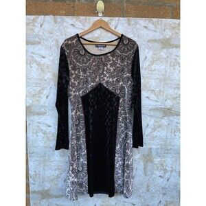 The Pyramid Collection Boho Paisley Velvet-Sleeve Midi Dress – XL, Romantic Fan